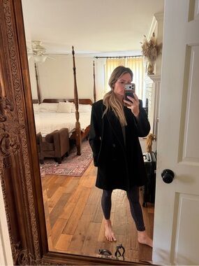 Vintage Black Double-Breasted Women’s Wool Coat